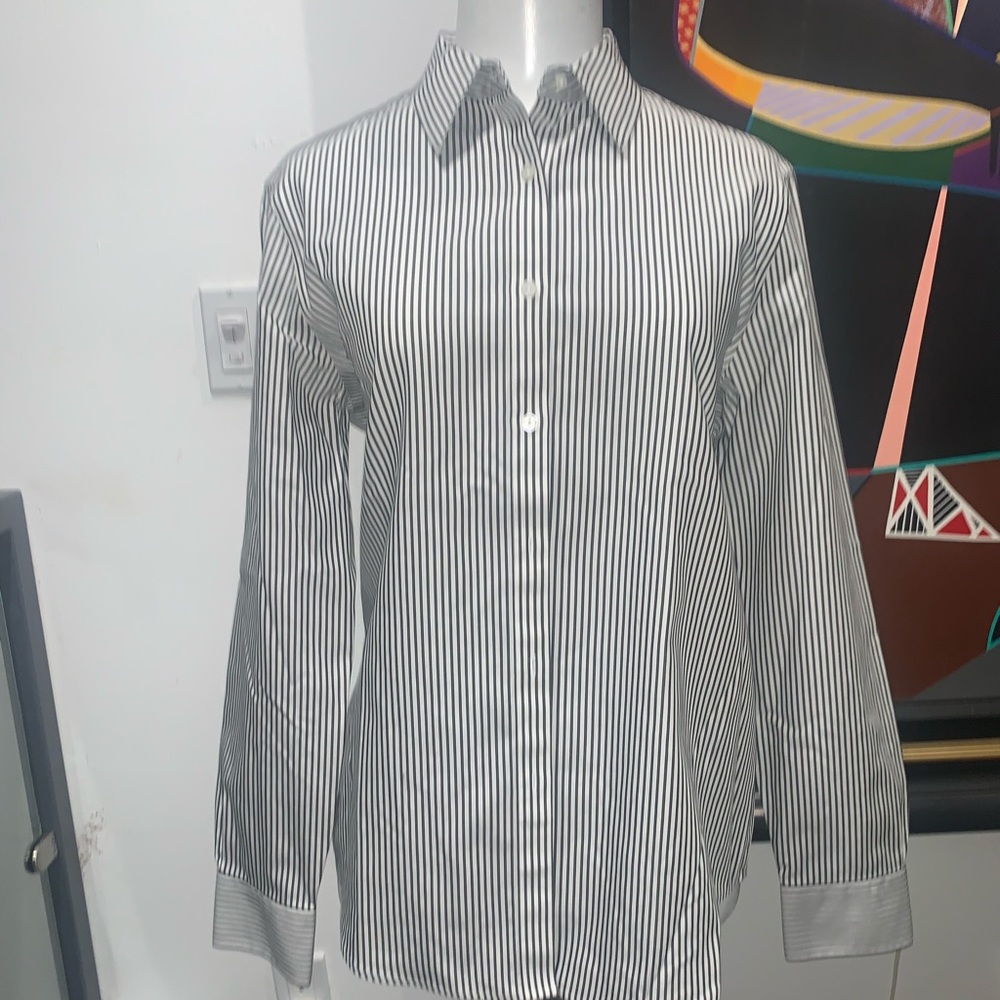 Jones New York Button Up Stripe Blouse